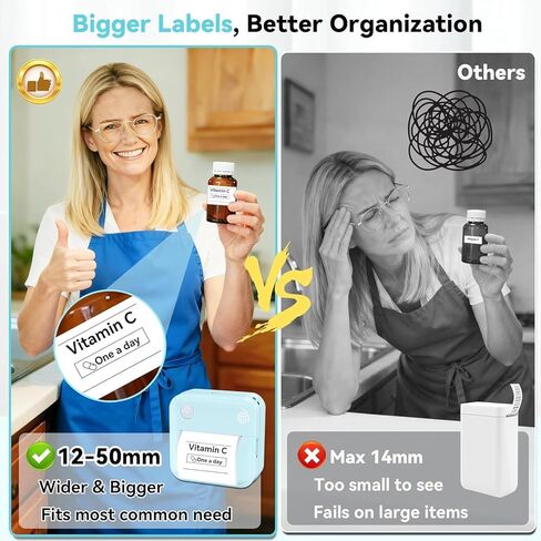 Label Maker Machine - Portable Bluetooth Mini Label Printer - Smartphone Handheld Thermal Sticker Small Labeler Multiple Templates Font Icon Inkless Custom Label for Home Kids School Items in Saudi Arabia
