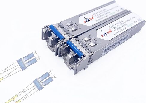 Elfcam® - 1-Piar 1.25G SFP Module Single Mode with The Fiber Optic Port LC/UPC Singlemode Simplex, DDM 10km in Kuwait