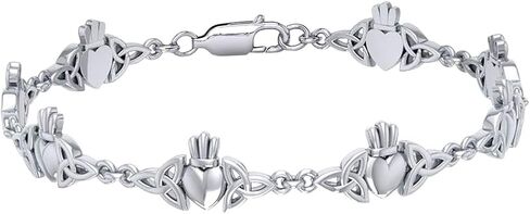US Jewels And Gems 925 Sterling Silver Celtic Trinity Claddagh Symbol Link Bracelet in Saudi Arabia