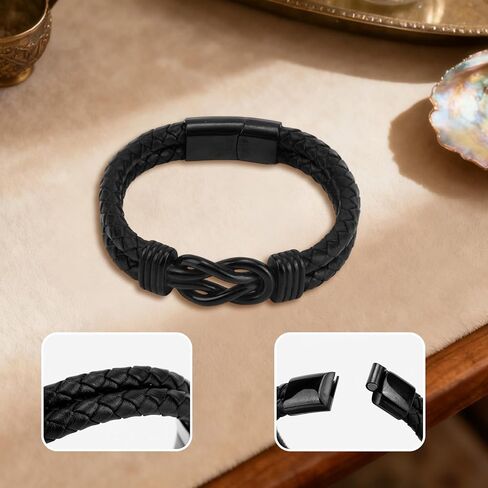 To My Son Bracelet, Leather Braided Bracelet from Mom Dad Love Jewelry Gifts for Men Son Birthday Anniversary Christmas in Saudi Arabia