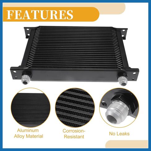 مجموعة واحدة من 25 صفًا من مبرد زيت ناقل الحركة العالمي - مقطورات شاحنة RV Trans Oil Cooler محرك مبرد زيت المبرد مع محول 6AN 8AN سبائك الألومنيوم استبدال العنصر الأسود in Kuwait