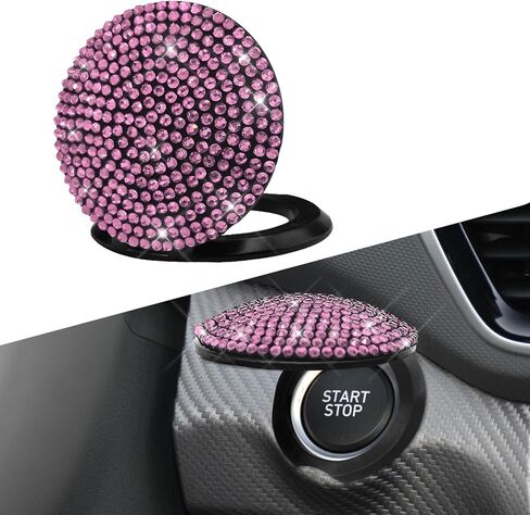 غطاء زر Bling Car Push to Start، غطاء زر التبديل، غطاء حماية حلقة البدء بزر واحد، ملصق غطاء مزخرف بمفتاح إشعال السيارة، إكسسوارات السيارات للنساء (أسود) in Saudi Arabia