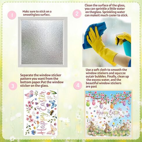 Xzentira 6 ورقات نافذة عيد الفصح تلتصق بنافذة شجرة بيض الأرنب لتزيين حفلات عيد الفصح وإعدادات أحداث الربيع وديكورات نوافذ المكتب in Kuwait