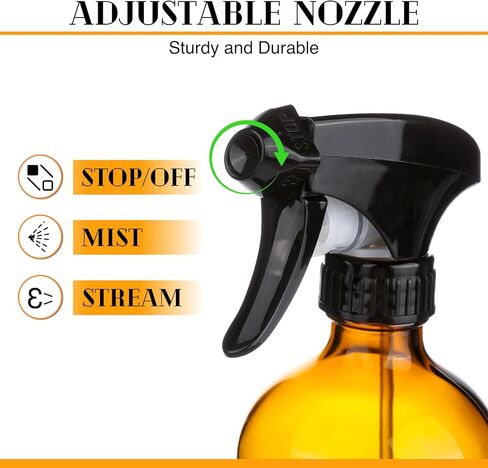 عبوتان من زجاجات رذاذ زجاجية سعة 16 أونصة، حاويات فارغة قابلة لإعادة الملء مع غلاف من السيليكون، مجموعات زجاجات رذاذ فوهة قابلة للتعديل للتنظيف والزيوت العطرية والشعر (العنبر) in Kuwait