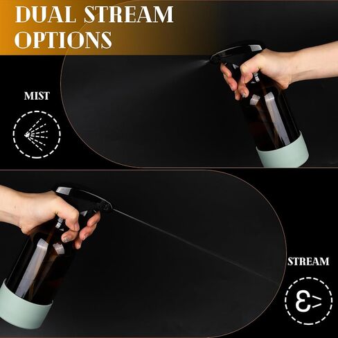 عبوتان من زجاجات رذاذ زجاجية سعة 16 أونصة، حاويات فارغة قابلة لإعادة الملء مع غلاف من السيليكون، مجموعات زجاجات رذاذ فوهة قابلة للتعديل للتنظيف والزيوت العطرية والشعر (العنبر) in Kuwait