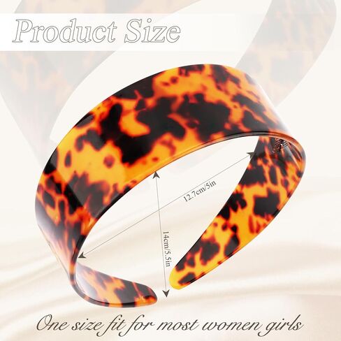 Tortoise Shell Headband with Teeth for Women, Wide Acetate Leopard Plastic Hair Band for Women's Hair No Headache No Slip in Saudi Arabia
