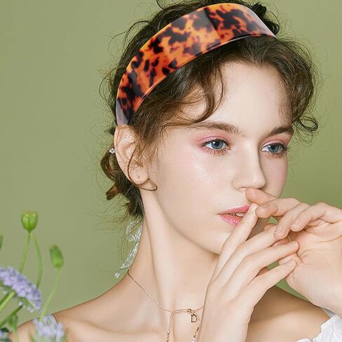 Tortoise Shell Headband with Teeth for Women, Wide Acetate Leopard Plastic Hair Band for Women's Hair No Headache No Slip in Saudi Arabia