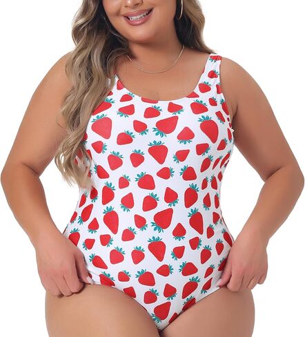 Agnes Orinda Plus Size One Piece Swimsuits for Women Cute Strawberry Pattern Swimwear Bathing Suits in Saudi Arabia
