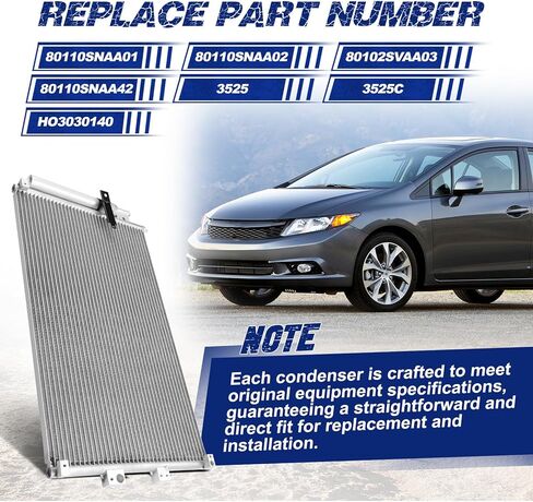 Air Conditioning A/C Condenser Compatible with 2006-2011 Honda Civic & 2006-2011 Acura CSX in Saudi Arabia