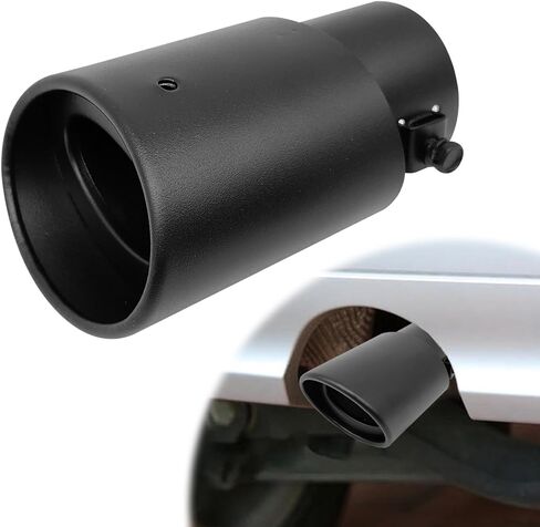 Universa Stainless Steel Car Exhaust Tip, 1.5" - 2.25" Inlet Exhaust Tips, Adjustable Car Decoration Chrome-Plated Finish Exhaust Tailpipe Tip, 3.3" Outlet, 5.4" Long (Black #Straight) in Saudi Arabia