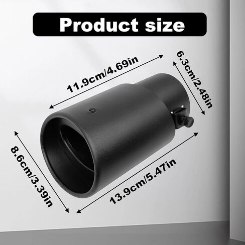 Universa Stainless Steel Car Exhaust Tip, 1.5" - 2.25" Inlet Exhaust Tips, Adjustable Car Decoration Chrome-Plated Finish Exhaust Tailpipe Tip, 3.3" Outlet, 5.4" Long (Black #Straight) in Saudi Arabia