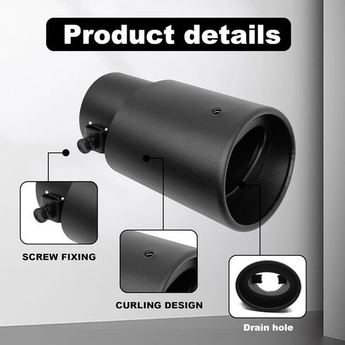 Universa Stainless Steel Car Exhaust Tip, 1.5" - 2.25" Inlet Exhaust Tips, Adjustable Car Decoration Chrome-Plated Finish Exhaust Tailpipe Tip, 3.3" Outlet, 5.4" Long (Black #Straight) in Saudi Arabia