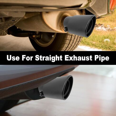 Universa Stainless Steel Car Exhaust Tip, 1.5" - 2.25" Inlet Exhaust Tips, Adjustable Car Decoration Chrome-Plated Finish Exhaust Tailpipe Tip, 3.3" Outlet, 5.4" Long (Black #Straight) in Saudi Arabia
