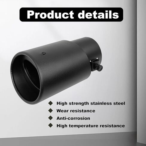 Universa Stainless Steel Car Exhaust Tip, 1.5" - 2.25" Inlet Exhaust Tips, Adjustable Car Decoration Chrome-Plated Finish Exhaust Tailpipe Tip, 3.3" Outlet, 5.4" Long (Black #Straight) in Saudi Arabia