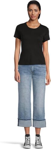 KUT from The Kloth Womens Petite Sienna High Rise Straight Leg-roll Up 5" in Saudi Arabia