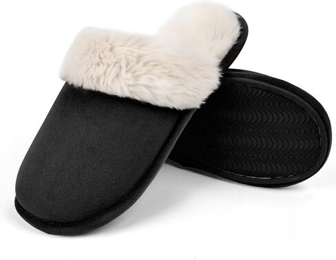 Rosoz Womens Fuzzy Slippers- Comfy Warm Winter Slipper for Women with Plush Fleece Lining- Indoor House Slippers Thin Sole in Saudi Arabia