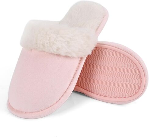 Rosoz Womens Fuzzy Slippers- Comfy Warm Winter Slipper for Women with Plush Fleece Lining- Indoor House Slippers Thin Sole in Saudi Arabia