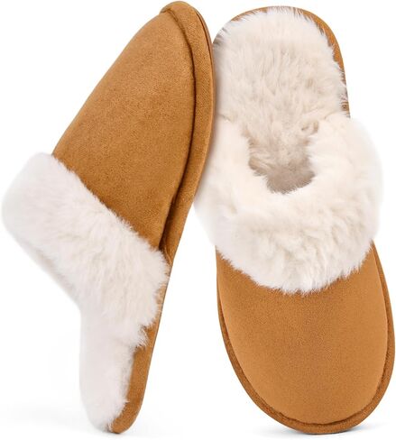 Rosoz Womens Fuzzy Slippers- Comfy Warm Winter Slipper for Women with Plush Fleece Lining- Indoor House Slippers Thin Sole in Saudi Arabia