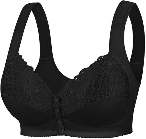 حمالة صدر بإغلاق أمامي للنساء، حمالة صدر مبطنة لاسلكية بتغطية كاملة مع تفاصيل من الدانتيل، حمالة صدر داعمة مقاس كبير لكبار السن in Kuwait