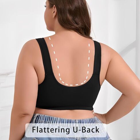 Front Closure Bra for Women, Full Coverage Wireless Padded Bra with Lace Detail, Plus Size Support Bra for Seniors in Saudi Arabia