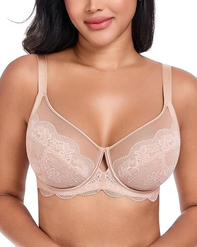 DotVol Women's Minimizer Lace Full Coverage Unlined Underwire Everyday Bra Plus Size in Saudi Arabia