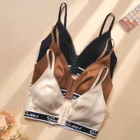 3 Pack Bralettes for Women Wireless Front Closure Triangle Bralette Adjustable Straps Comfortable Everyday Bras in Saudi Arabia