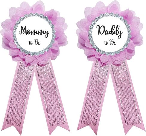 Daddy to be & Mommy to be Corsage Pins Kit, Baby Shower Photo Props New Dad Mom Gifts Rosette Button for Gender Reveals Party Celebration in Saudi Arabia