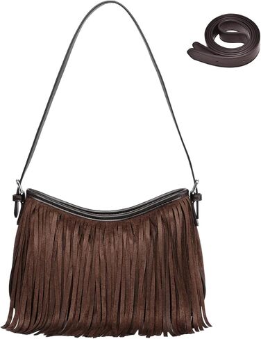 Fringe Shoulder Bag for Women Underarm Suede Western Hobo Purses and Handbags Trendy Crossbody Purse with Tassel in Saudi Arabia