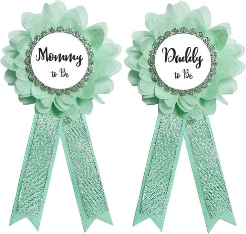 Daddy to be & Mommy to be Corsage Pins Kit, Baby Shower Photo Props New Dad Mom Gifts Rosette Button for Gender Reveals Party Celebration in Saudi Arabia