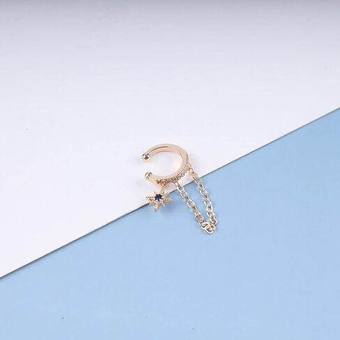 Andelaisi Boho الياقوت ستار الأذن الكفة أقراط خمر كريستال الكفة سلسلة أقراط الذهب انفجار النجمي كليب الكفة أقراط تشيكوسلوفاكيا شرابة الغضروف كليب أقراط مجوهرات للنساء والفتيات in Saudi Arabia