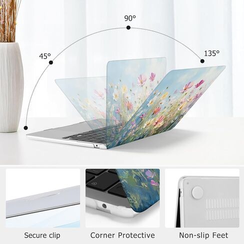 حافظة MOSISO متوافقة مع جهاز MacBook Air 13 بوصة 2026 2025 2024-2022 M4 A3240 M3 A3113 M2 A2681، غطاء صلب من البلاستيك وغطاء لوحة مفاتيح وواقي شاشة لجهاز MacBook Air 13.6 بوصة، بتلات ملونة in Kuwait