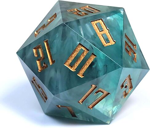 Sharp Edge 55MM D20 لـ DND لألعاب الزنزانات والتنينات Ttrpg، ألعاب لعب الأدوار متعددة السطوح من الراتنج | راتينج مصبوب يدويًا (موجة مد 55 مم d20) in Kuwait
