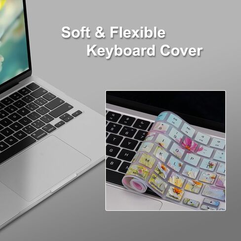 حافظة MOSISO متوافقة مع جهاز MacBook Air 13 بوصة 2026 2025 2024-2022 M4 A3240 M3 A3113 M2 A2681، غطاء صلب من البلاستيك وغطاء لوحة مفاتيح وواقي شاشة لجهاز MacBook Air 13.6 بوصة، بتلات ملونة in Kuwait