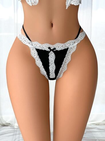 Lace Thongs for Women 4 Pack Sexy Panties Slim Strap Bikini Underwear Soft Hipster Brief Panties for Ladies in Saudi Arabia