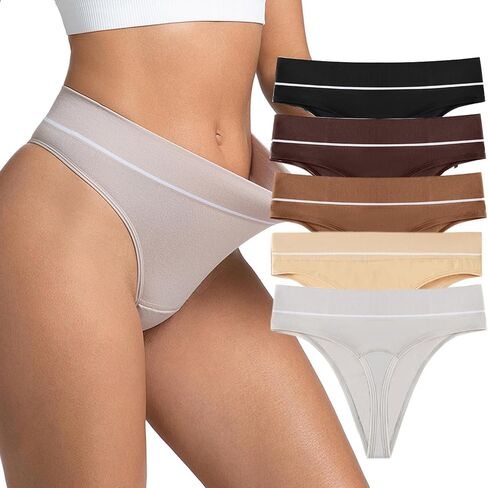 Youlebao Thongs for Womens High Waisted Seamless Underwear Sexy Invisible Panties 5 Pack in Saudi Arabia