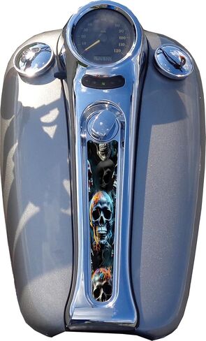 Kustom Cycle Parts Flame Skulls Plastic Dash Panel Console Insert! Compatible with 2000-2007 Harley Davidson Softail Deuce in Saudi Arabia