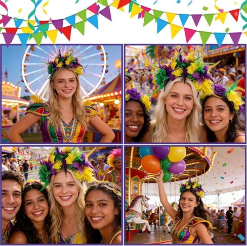 قبعة الكرنفال، قبعة ماردي غرا فيدورا، إكسسوارات قبعة الترتر، حفلة كرنفال للبالغين in Kuwait