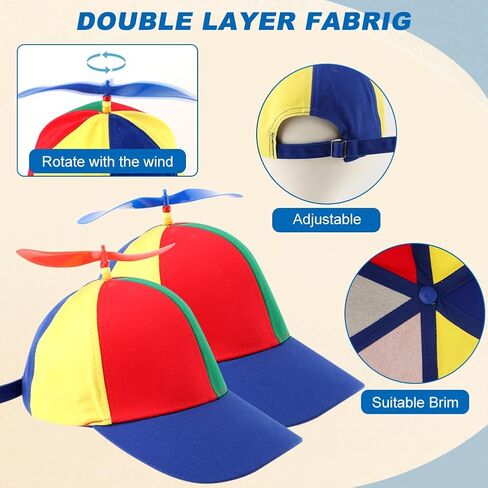 MAYIT 2 Pcs Adult Propeller Hat Rainbow Nerd Silly Swirly Cap Helicopter Top Clown Hats， Adjustable Elastic Y Back Style Suspenders and Bow Tie for Adults Men Women Halloween Costume Party in Kuwait