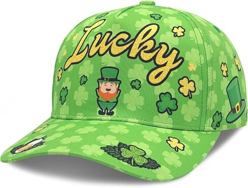 St Patrick's Day Shamrock Baseball Cap - Lucky Four Leaf Clover Irish Accessories for Men & Women in Saudi Arabia