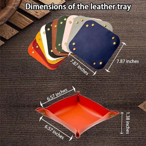 صينية خادم جلدية 12 قطعة، منظم صينية خادم أنيق للمفاتيح والمحافظ والمجوهرات والهاتف وساعة العملات المعدنية والمزيد، صواني جلدية 12 لونًا للملحقات المحمولة لمكتب المدخل in Kuwait