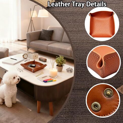 صينية خادم جلدية 12 قطعة، منظم صينية خادم أنيق للمفاتيح والمحافظ والمجوهرات والهاتف وساعة العملات المعدنية والمزيد، صواني جلدية 12 لونًا للملحقات المحمولة لمكتب المدخل in Kuwait