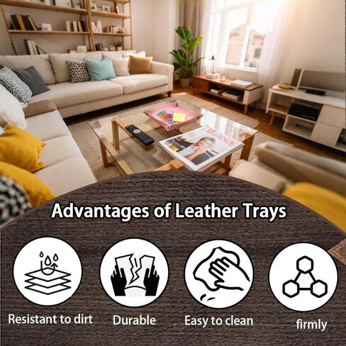 صينية خادم جلدية 12 قطعة، منظم صينية خادم أنيق للمفاتيح والمحافظ والمجوهرات والهاتف وساعة العملات المعدنية والمزيد، صواني جلدية 12 لونًا للملحقات المحمولة لمكتب المدخل in Kuwait