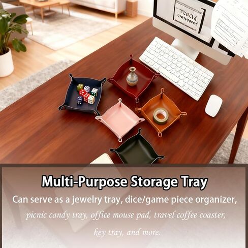 صينية خادم جلدية 12 قطعة، منظم صينية خادم أنيق للمفاتيح والمحافظ والمجوهرات والهاتف وساعة العملات المعدنية والمزيد، صواني جلدية 12 لونًا للملحقات المحمولة لمكتب المدخل in Kuwait