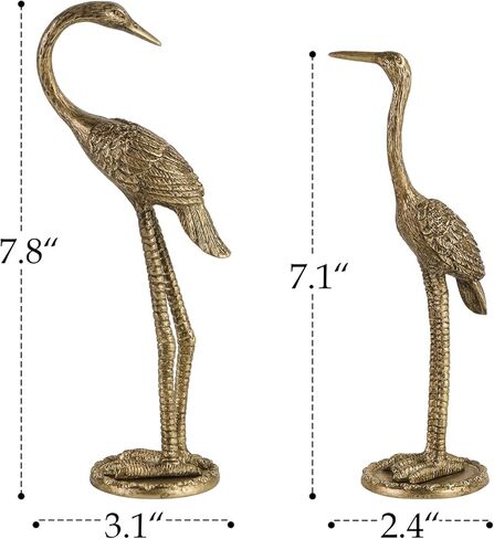 NIKKY HOME Gold Elegant Crane Ring Holder Set of 2, Vintage Metal Jewelry Display Stand, Decorative Ring Organizer Figurines for Vanity Dresser Bathroom Bedroom, Gifts for Women in Saudi Arabia