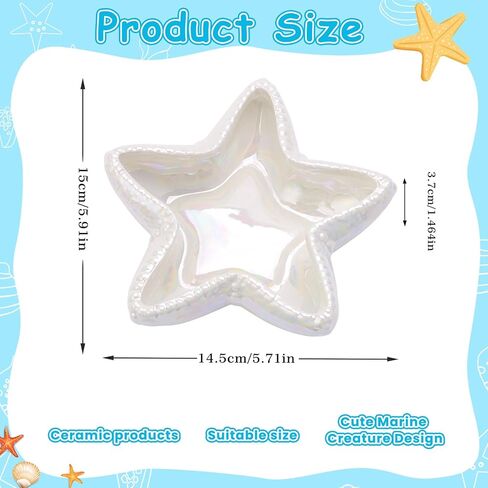Jewelry Dish Tray For Coastal Beach Room Decor,Cute Ceramic Ring Holder Gift For Women Sister Mom Friend,Decorative Trinket Jewelry Organizer Tray For Rings Earrings Necklaces ets in Saudi Arabia