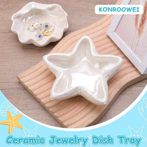 Jewelry Dish Tray For Coastal Beach Room Decor,Cute Ceramic Ring Holder Gift For Women Sister Mom Friend,Decorative Trinket Jewelry Organizer Tray For Rings Earrings Necklaces ets in Saudi Arabia
