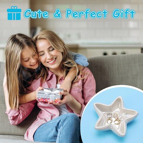 Jewelry Dish Tray For Coastal Beach Room Decor,Cute Ceramic Ring Holder Gift For Women Sister Mom Friend,Decorative Trinket Jewelry Organizer Tray For Rings Earrings Necklaces ets in Saudi Arabia