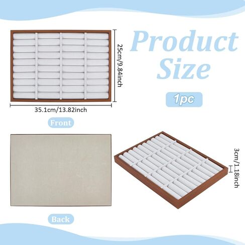 FINGERINSPIRE 36 Slots Ring Tray Display Walnut Wood Slotted Rings Showcase 9.8x13.8Inch Fleece Jewelry Display Organizer Stand Rectangle Jewelry Trays Ring Bracelet Holder for Home Trade Show in Saudi Arabia