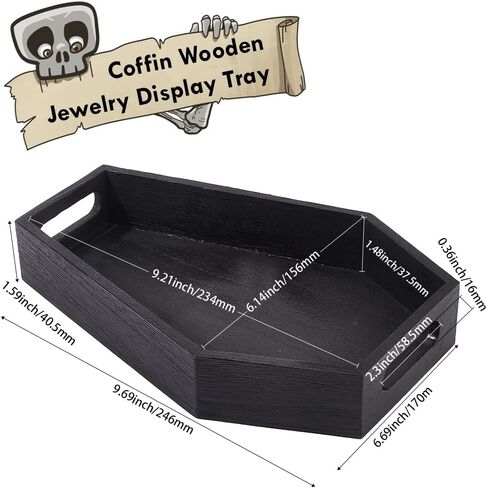 Beebeecraft Coffin Wooden Jewelry Display Trays Halloween Tray for Display Stand Holder Coffin Shaped Decor in Saudi Arabia