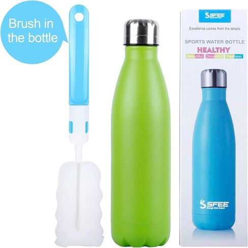 زجاجة مياه معزولة من Sfee بسعة 32 أونصة، زجاجة مياه من الفولاذ المقاوم للصدأ مع قش و3 أغطية، زجاجة مياه معدنية مزدوجة الجدار مانعة للتسرب بفم واسع قارورة مياه رياضية للسفر والمدرسة (وردي) in Kuwait